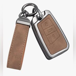 Compatible withVW Volkswagen Key Fob Cover with Keychain Leather Key Protector